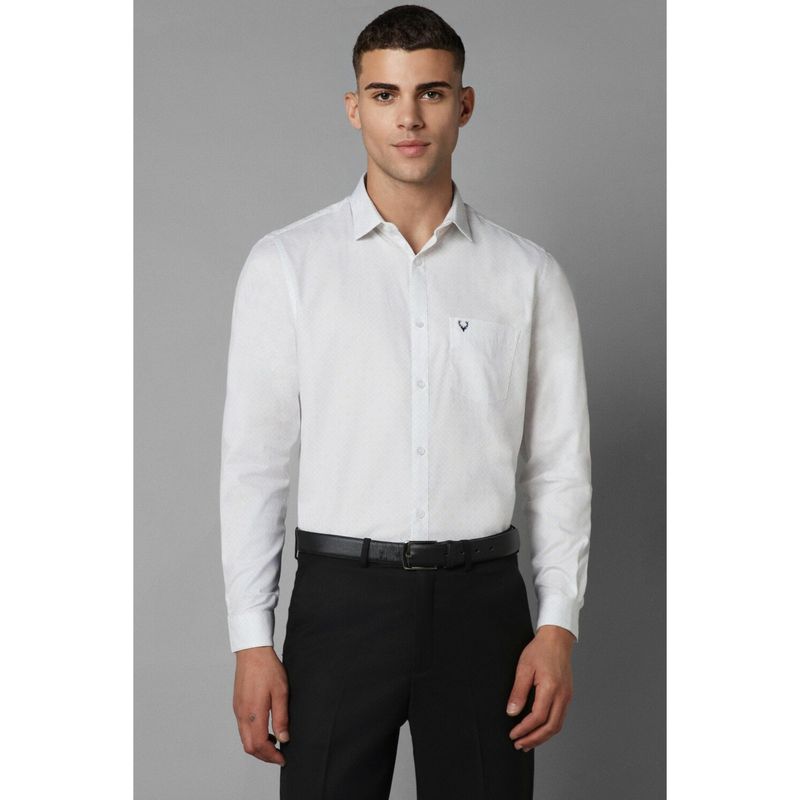 Allen Solly Men White Slim Fit Self Design Full Sleeves Formal Shirt (39)