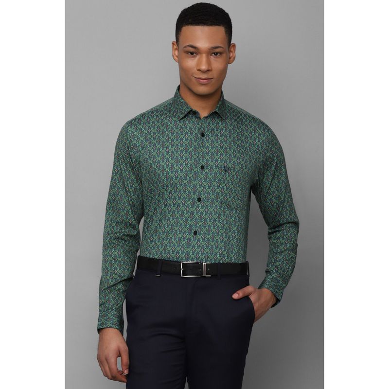 Allen Solly Men Green Slim Fit Print Full Sleeves Formal Shirt (39)