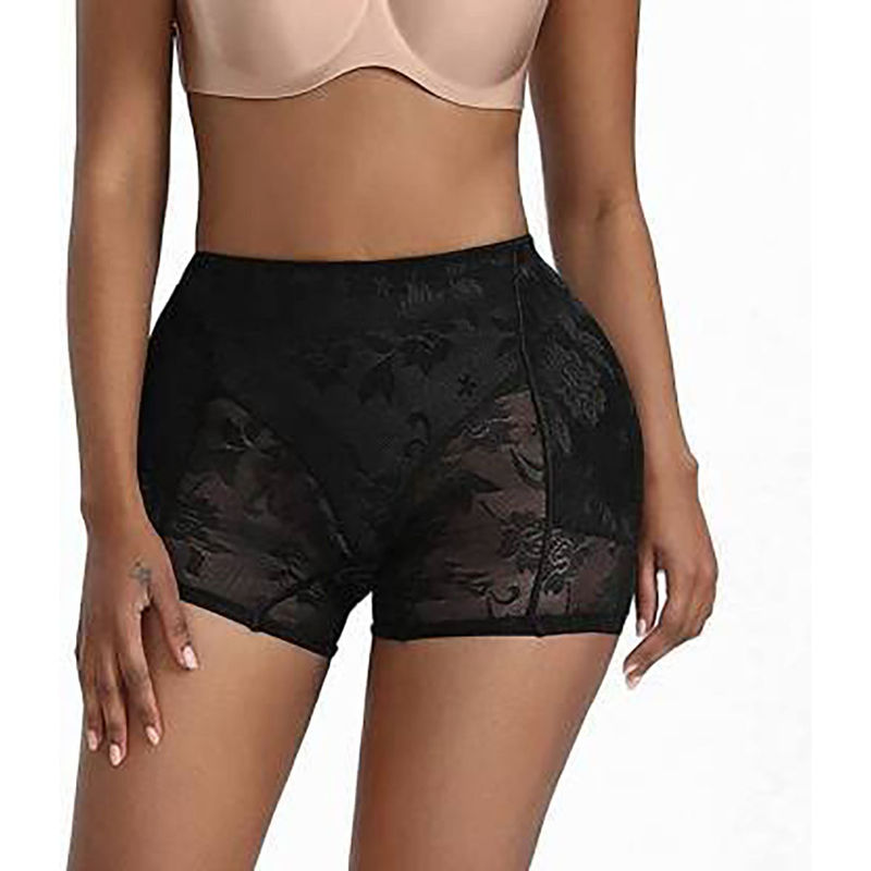 BRACHY Women Black Padded Butt Lifter Shapewear Butt Hip Enhancer Shaper Boy Short Brief (2XL)