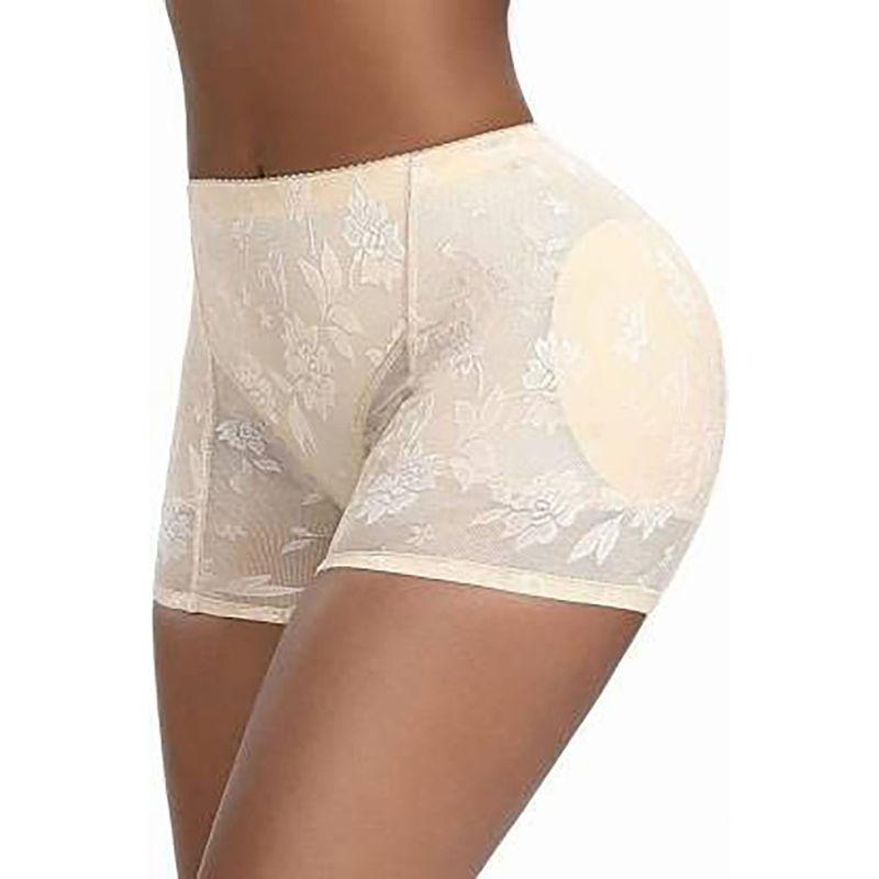BRACHY Women Beige Padded Butt Lifter Shapewear Butt Hip Enhancer Shaper Boy Short Brief (M)