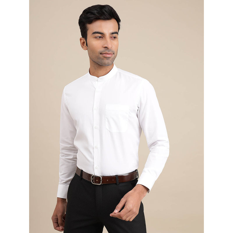 Metal Mens Slim Fit White Cotton Office Shirt (39)