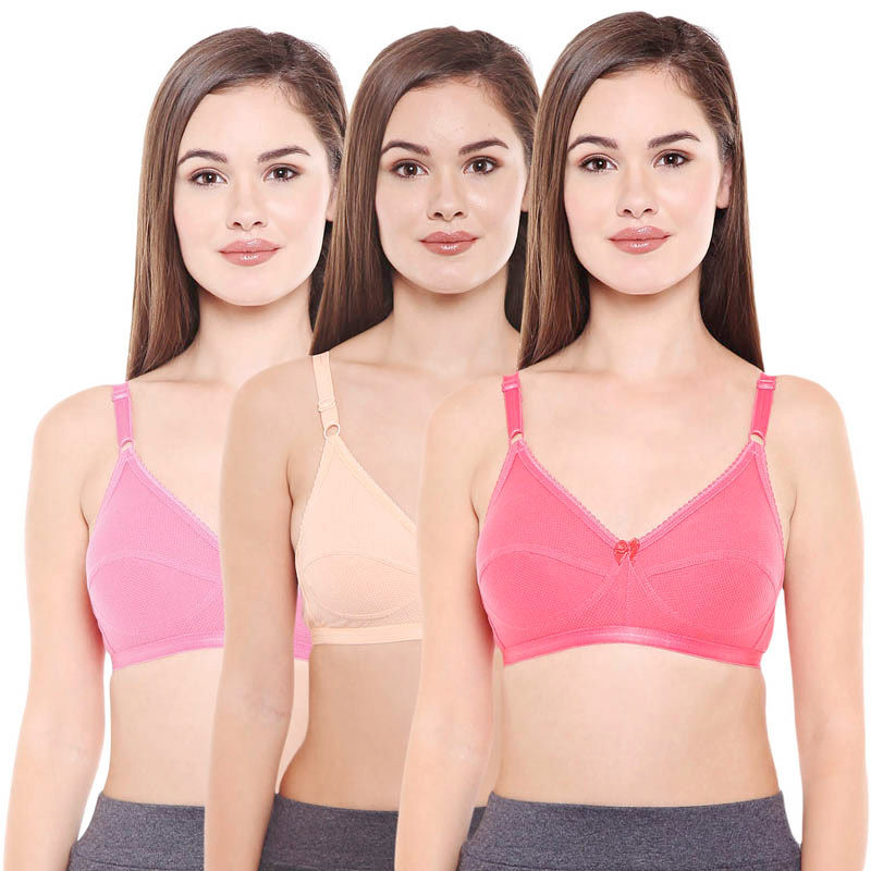 Bodycare Pack Of 3 Full Coverage Bra - Multi-Color (32B)