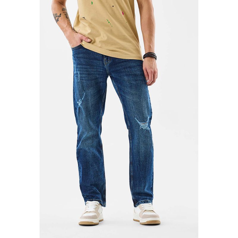 Snitch Ink Blue Washed Comfortable Casual Jeans for Men (34)