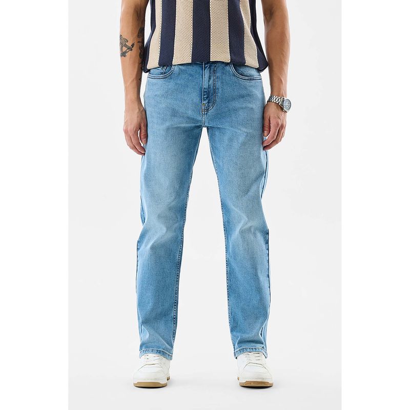 Snitch Light Blue Washed Comfortable Casual Jeans for Men (34)