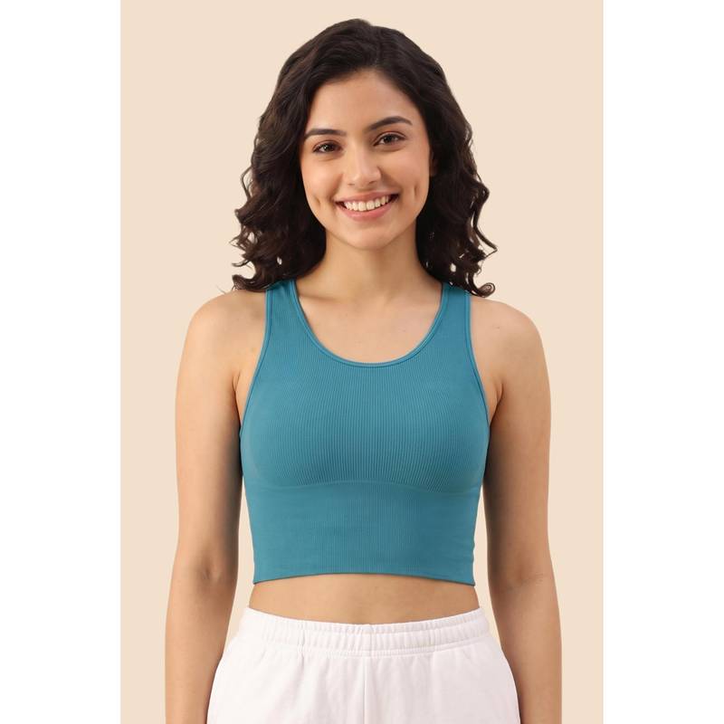 Zivame Zelocity Medium Impact Moisture Wicking Sports Bra - Saxony Blue (XL)