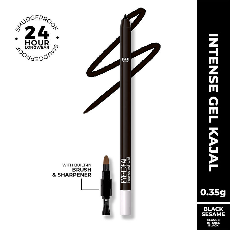 FAE Beauty Eye-Deal Kajal - 24Hr Waterproof, Smudge-Proof with in-built Sharpener - Black Sesame