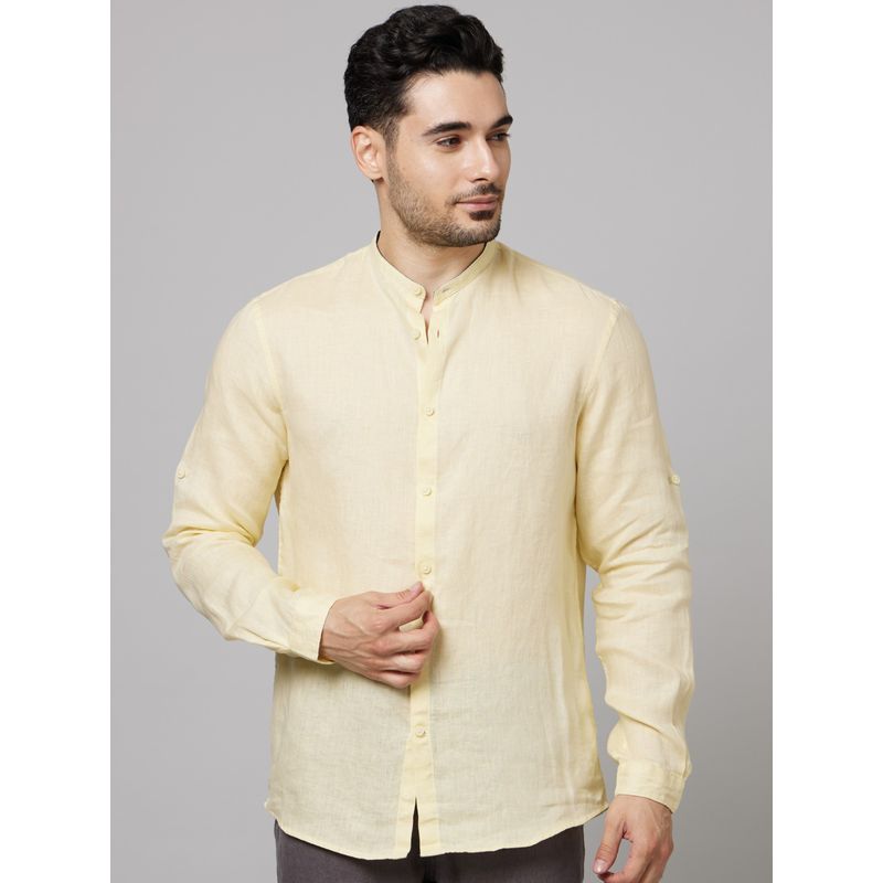 CELIO Mens Yellow Linen Shirt (M)