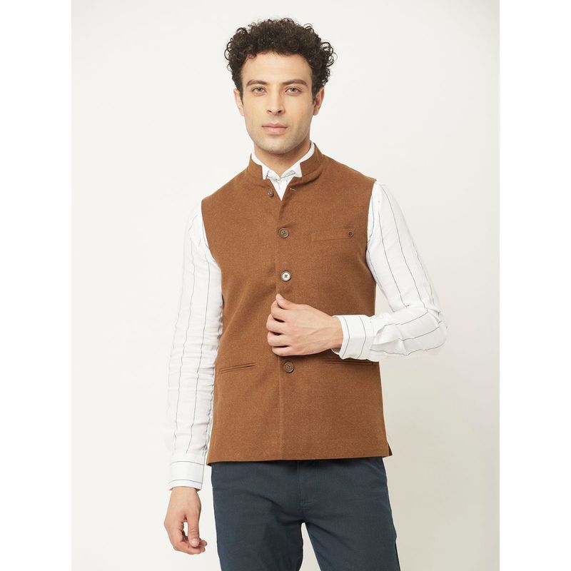 Buy CRIMSOUNE CLUB Men Waistcoat In Brown Tone Online