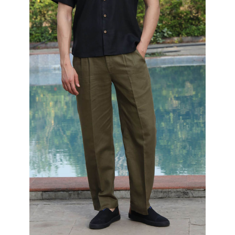 roar for good Green Men Hemp Pleated Breathable Soft Trouser (XL)