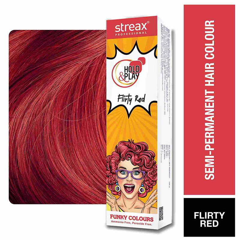 Streax Professional Hold & Play Funky Hair Color - Flirty Red