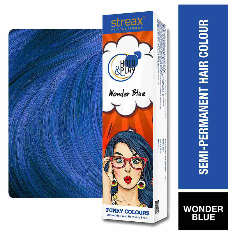 Streax Professional Hold & Play Funky Hair Color - Wonder Blue