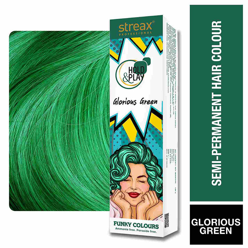 Streax Professional Hold & Play Funky Hair Color - Glorious Green