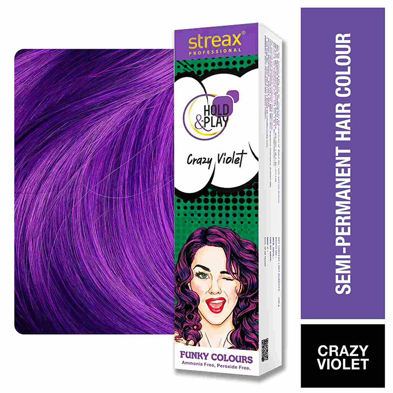 Streax Professional Hold & Play Funky Hair Color - Crazy Violet