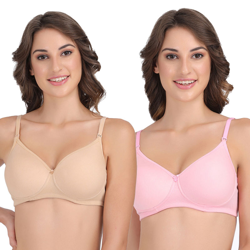 Groversons Paris Beauty Padded Bra Combo Pack of 2 - Multi-Color (32B)