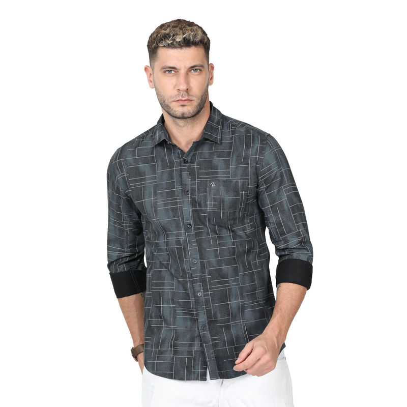 CP BRO Mens Cotton Printed Slim Fit Polo Neck Black Color Shirt (XL)