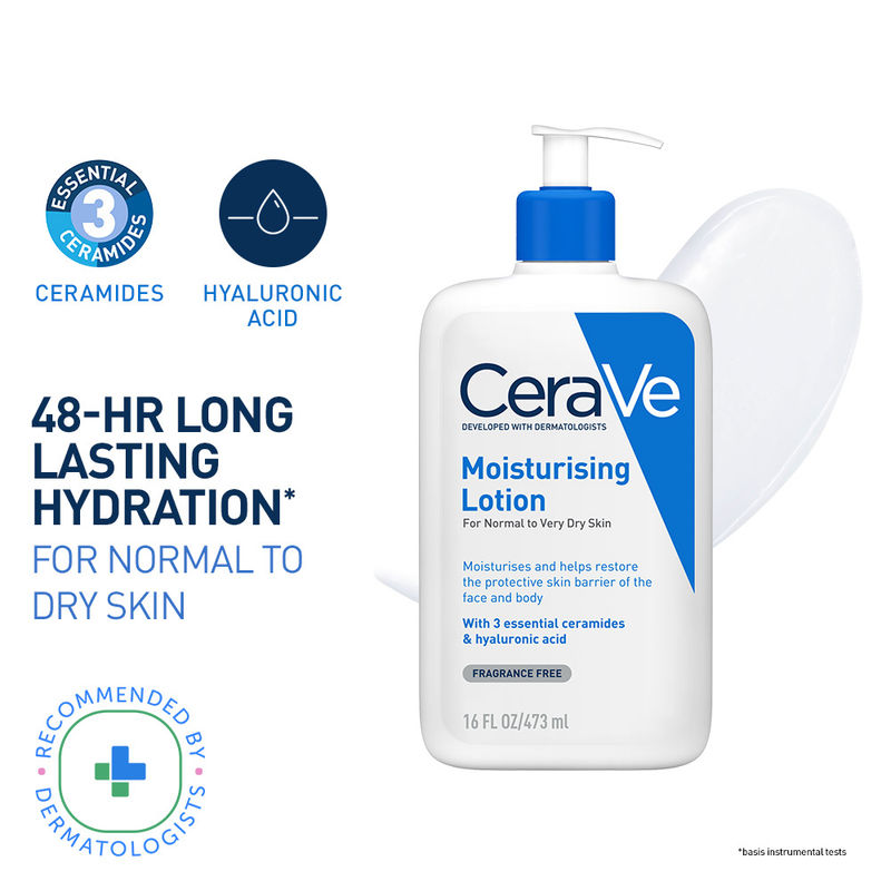 CeraVe Moisturizing Lotion for Face & Body, Ceramides & Hyaluronic Acid, Dermatologist Recommended