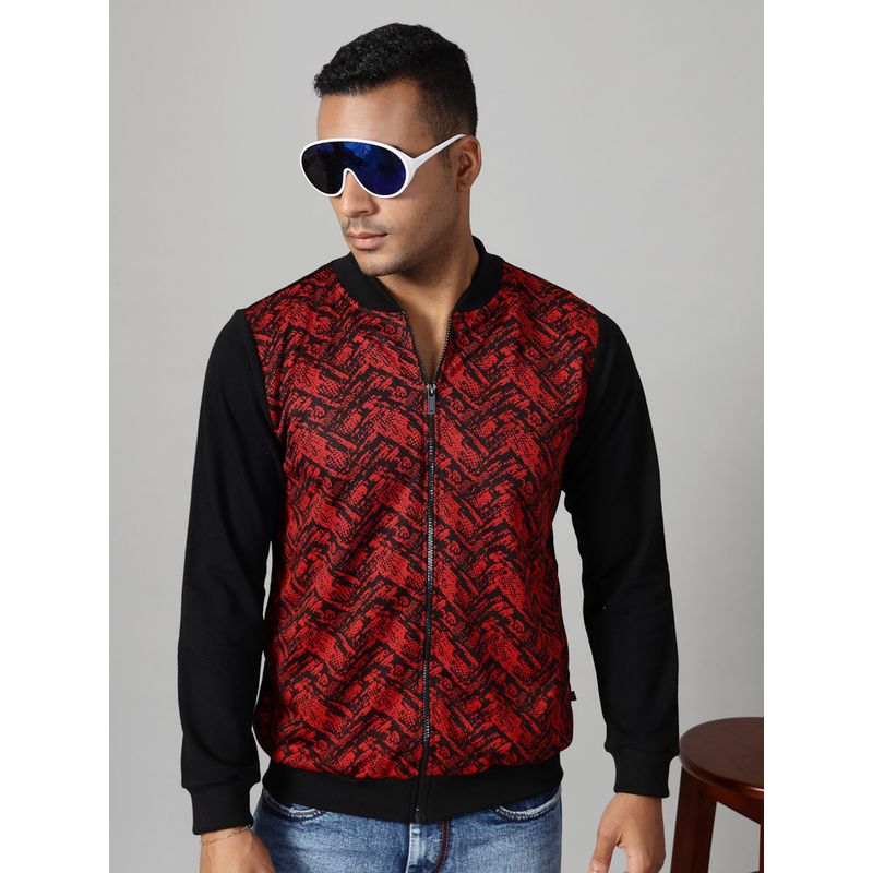 RIGO Men Maroon Jacquard Bomber Jacket (M)