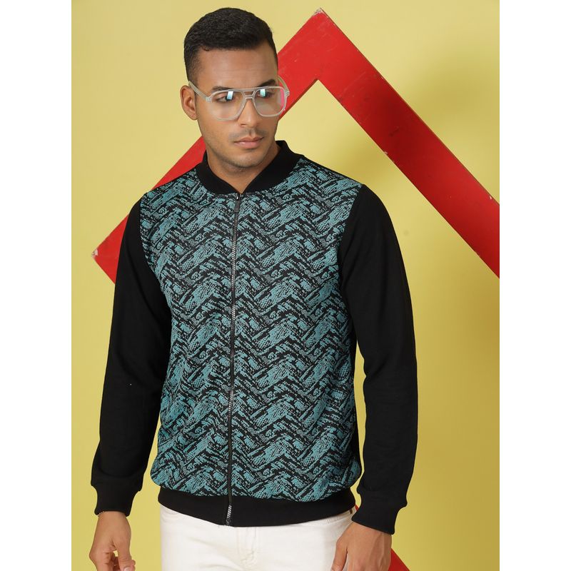 RIGO Men Teal Jacquard Bomber Jacket (2XL)