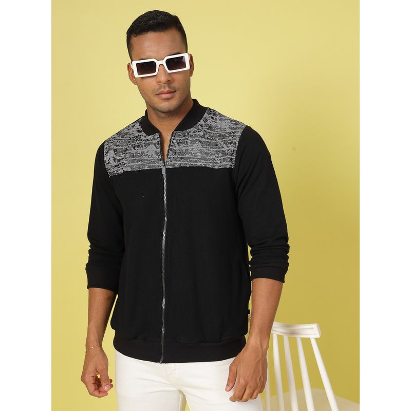 RIGO Men Grey Jacquard Bomber Jacket (M)