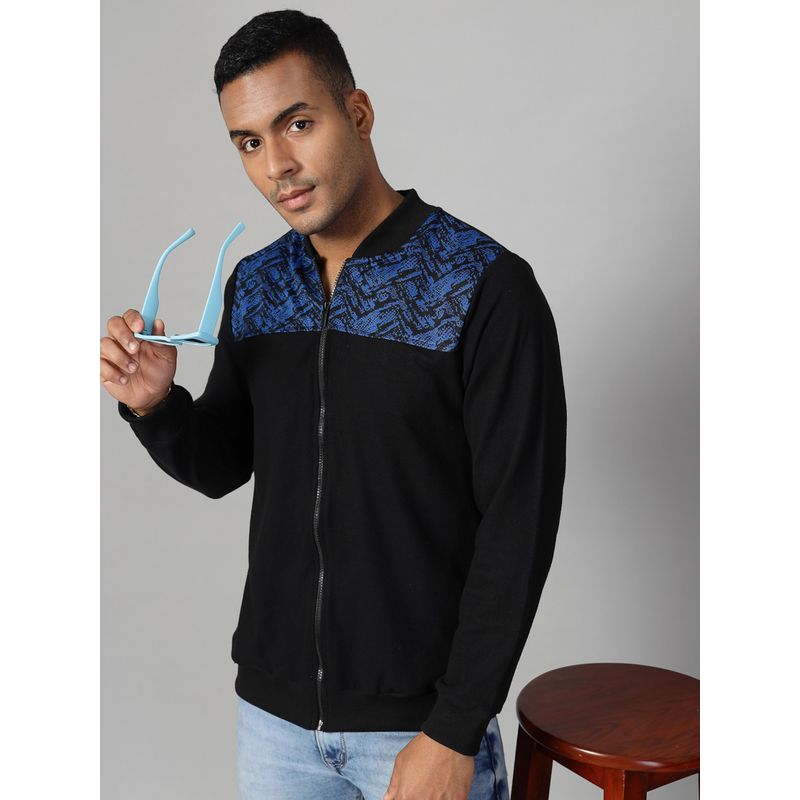 RIGO Men Blue Jacquard Bomber Jacket (L)