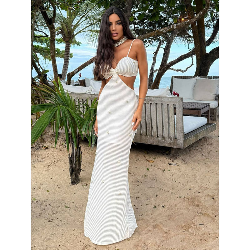 Addery Ivory White Cut-Out Maxi Dress (L)
