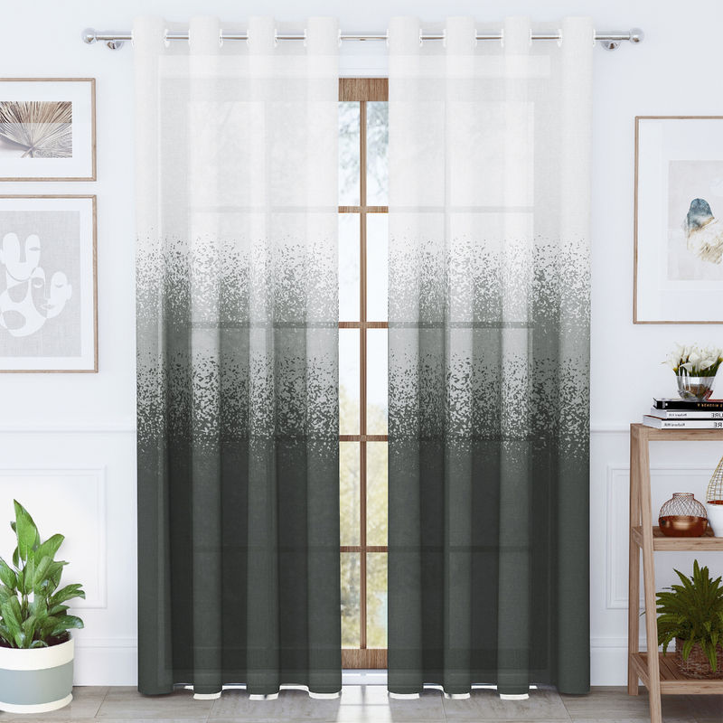 Story@Home Grey Pixel Polyester Door Curtain (7 Feet)