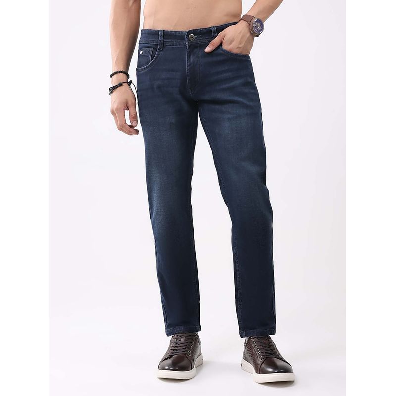 Monte Carlo Men Navy Blue Straight Fit Solid Jeans (38)