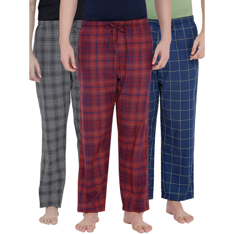 XYXX Super Combed Cotton Checks Pyjama For Men (pack Of 3) - Multi-Color (S)