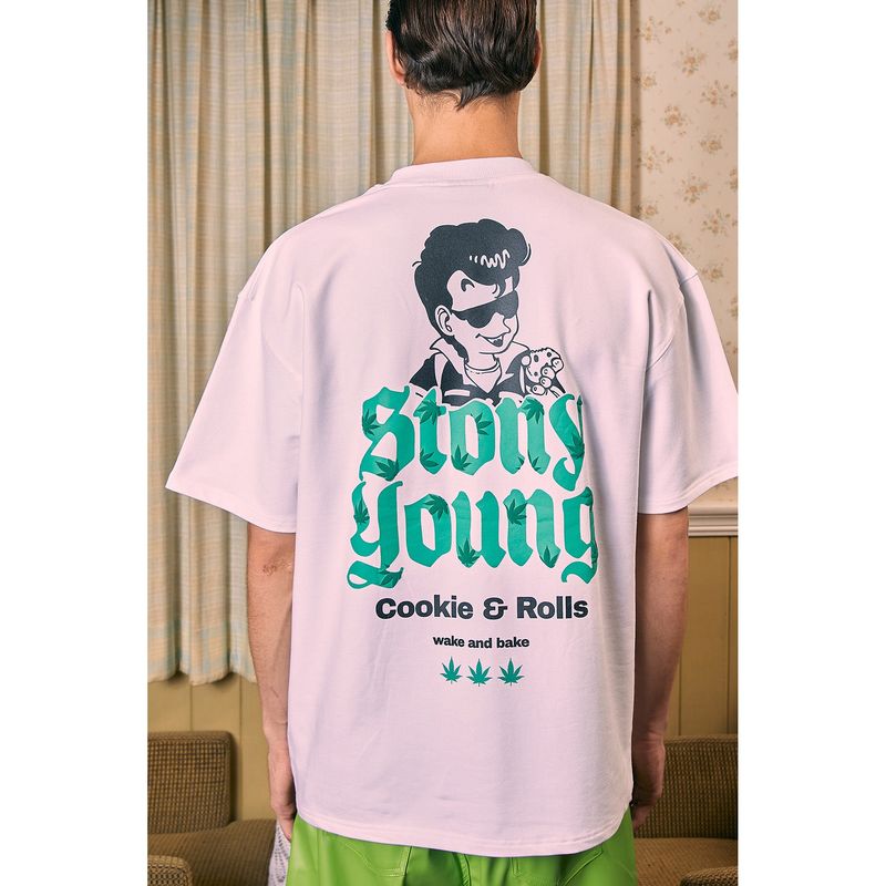 Bonkers Corner Wake N Bake Oversized Men's White T-Shirt (M)
