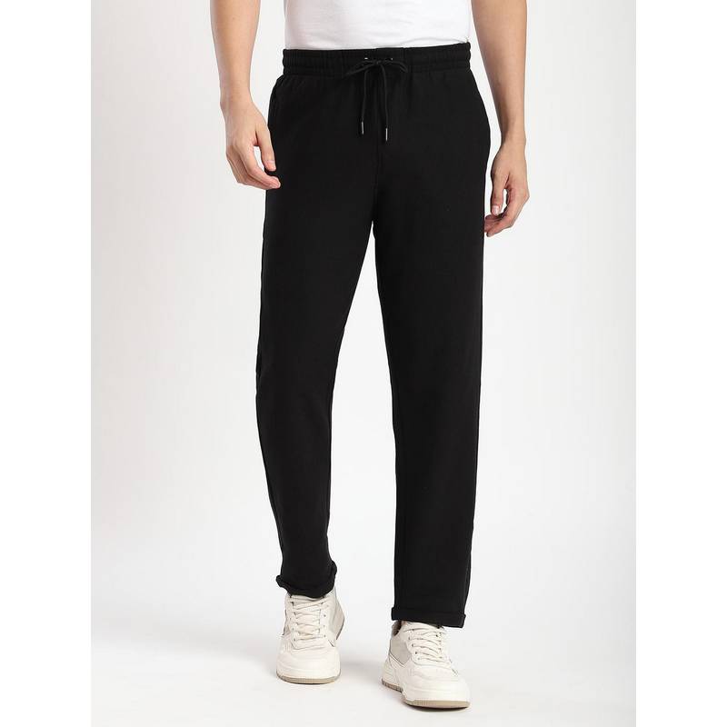 R&B Textured Regular Men Black Pant (S)