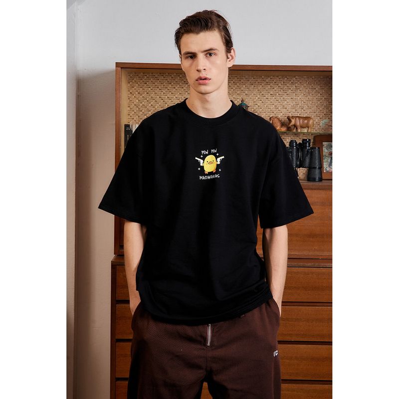 Bonkers Corner Quack Attack Oversized Men's Black T-Shirt (XS)