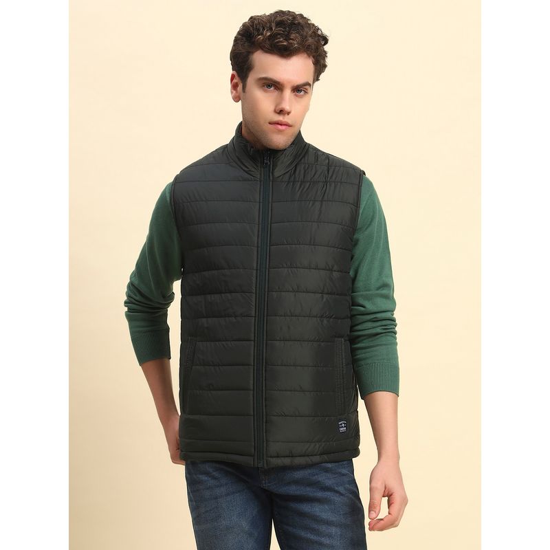 Cantabil Men Black Polycotton High Neck Winter Jacket (XL)