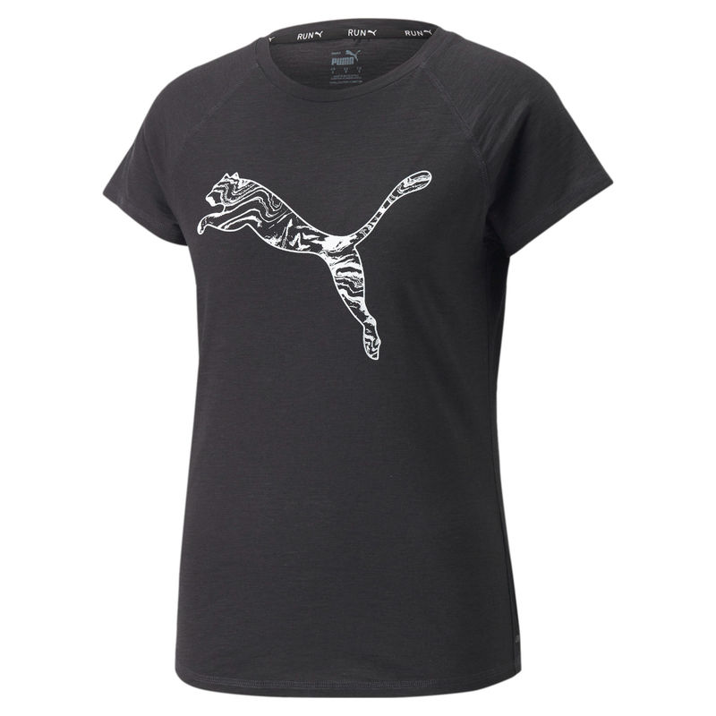 Puma RUN LOGO SS W Women Black T-Shirts (XS)