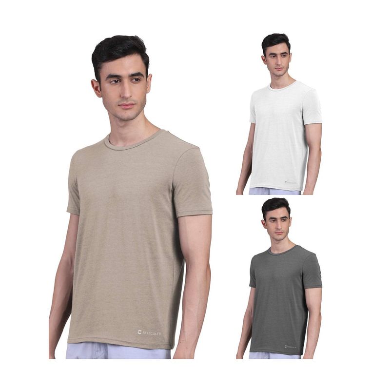 FREECULTR Mens Bamboo Undershirt Anti Microbial Lounge Wear T-Shirt (Pack of 3) (L)