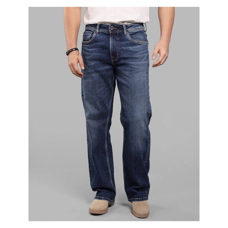ROOKIES Dark Blue Mens Mid-Rise Loose Fit Stretch Contemporary Jeans (36)