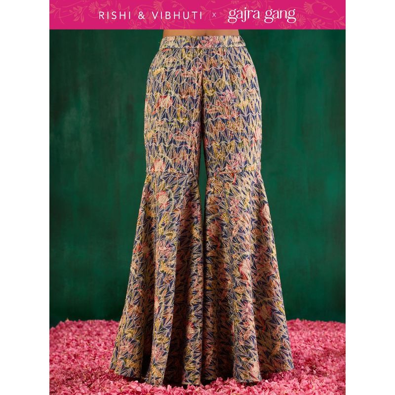 Gajra Gang Rishi Vibhuti Blue Printed Flared Sharara GGRVBTM03 (L)