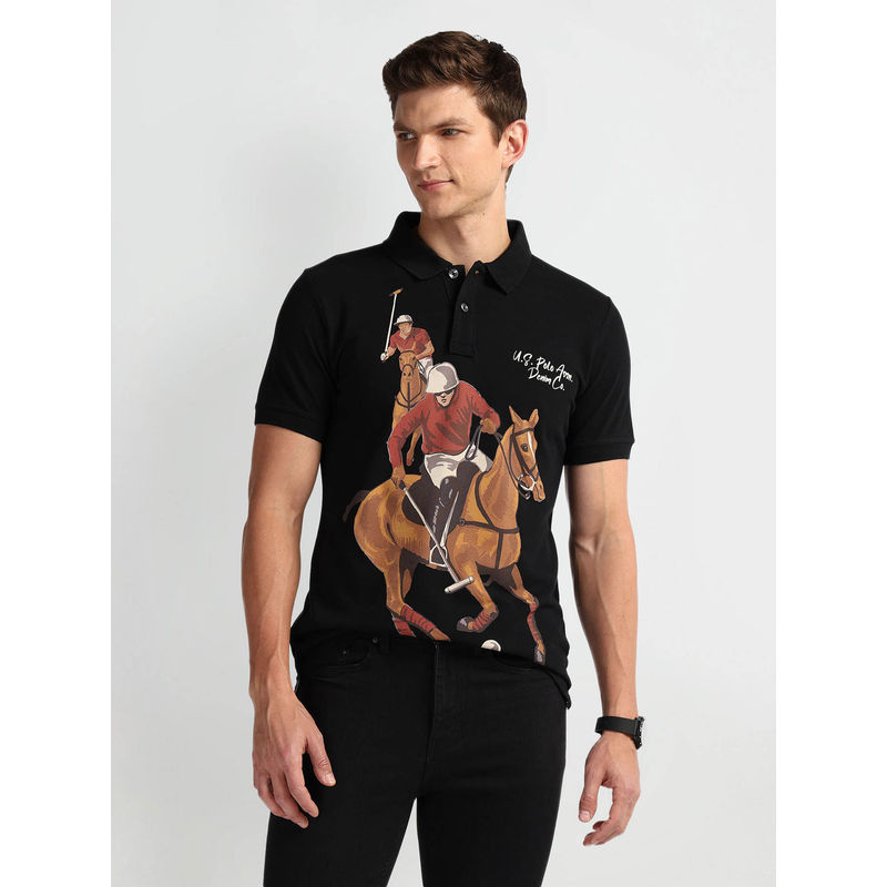 U.S. Polo Assn. Denim Co. Black Graphic Slim Fit Polo T-Shirt (S)