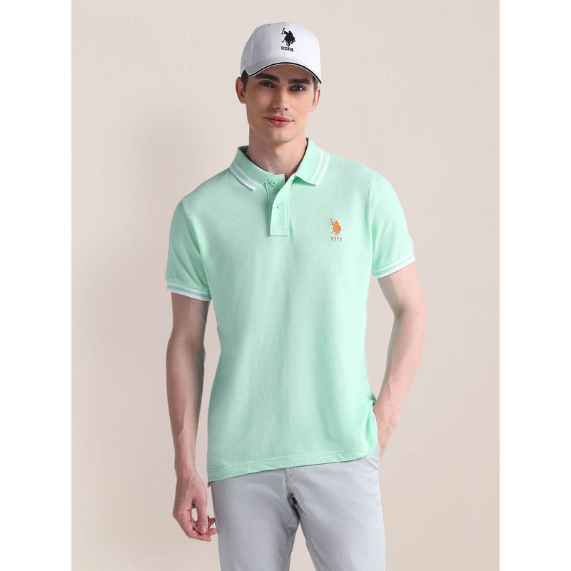 U.S. POLO ASSN. Teal Slim Fit Pure Cotton Polo T-Shirt (2XL)