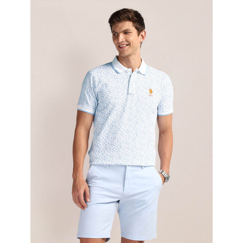U.S. POLO ASSN. White Print Slim Fit Polo T-Shirt (2XL)