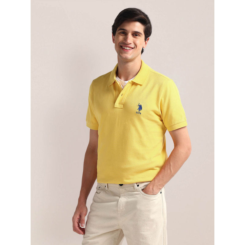 U.S. POLO ASSN. Yellow Slim Fit Pure Cotton Polo T-Shirt (L)