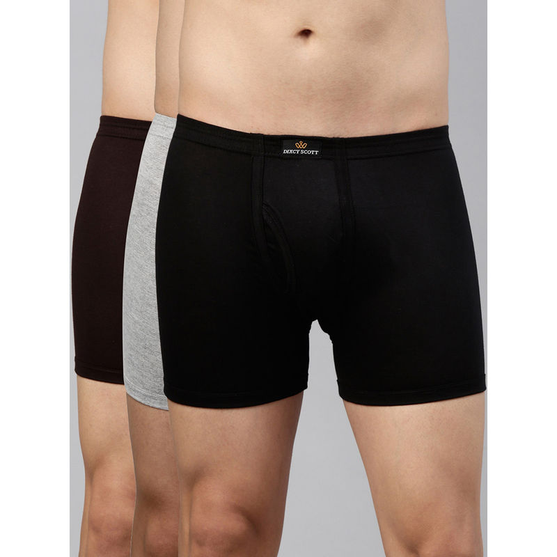 Dixcy Scott Mens Legend Trunk Regular Fit Solid Innerwear (Pack Of 3) (XL)