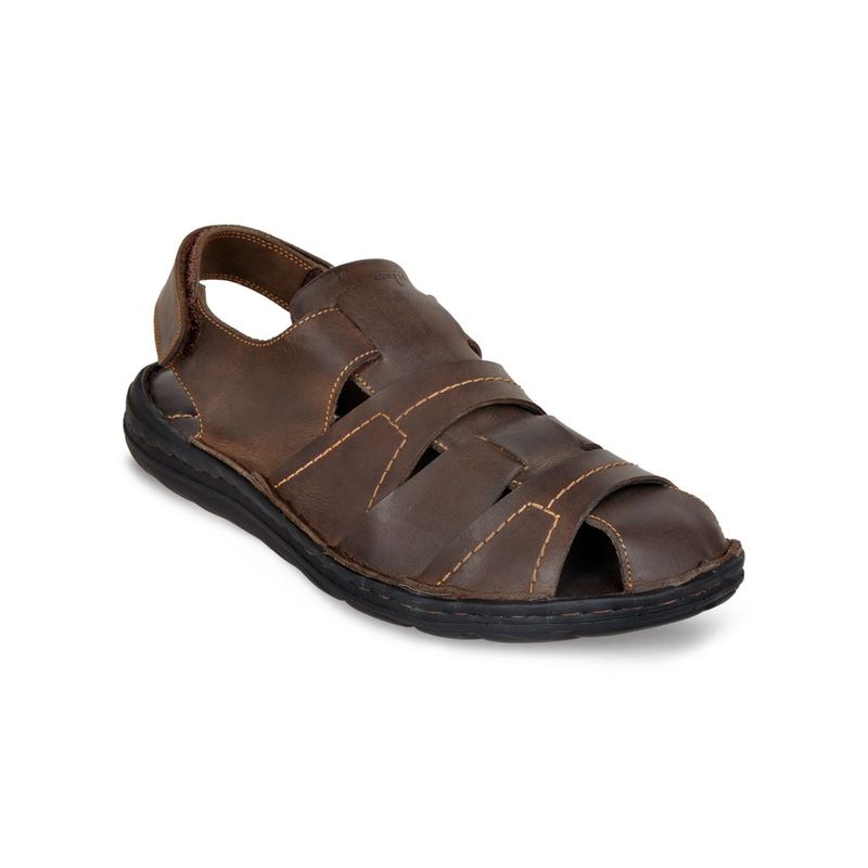 Allen Cooper Brown Leather Sandals - 6