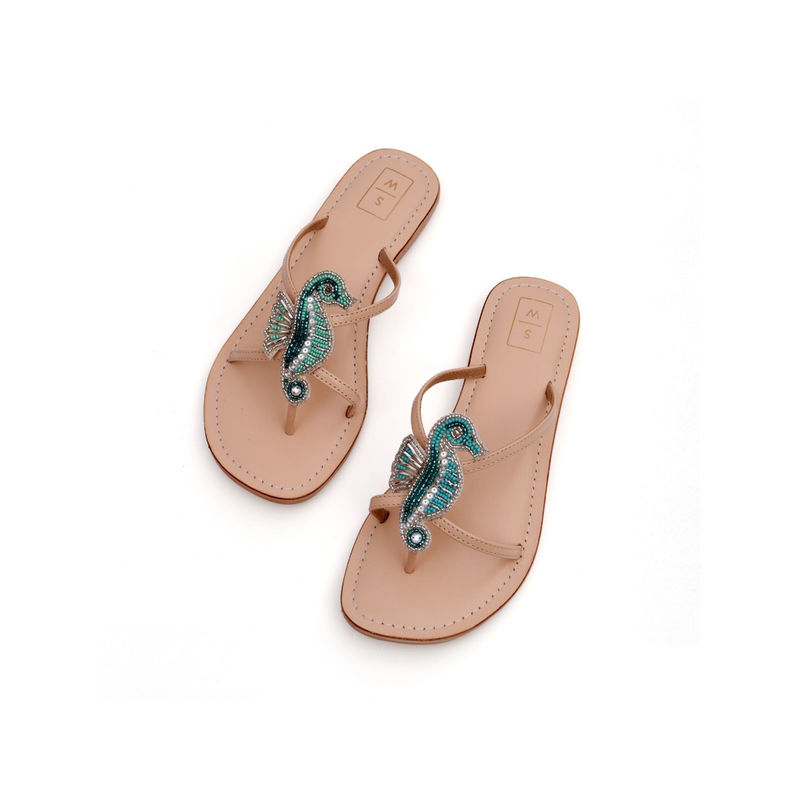 SANDALWALI Larry Aqua Seahorse Flats (Euro 39) (EURO 39)