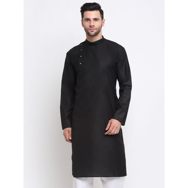 Kraft India Men Cotton Black Solid Kurta Only (S)