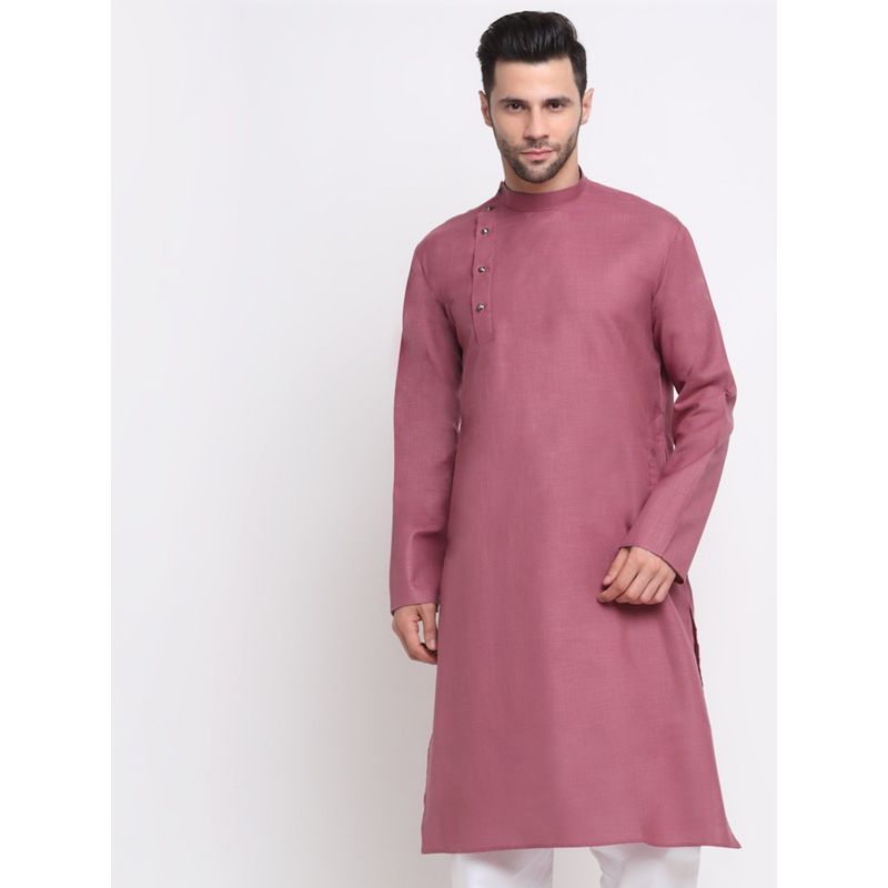 Kraft India Men Cotton Coral Solid Kurta Only (S)
