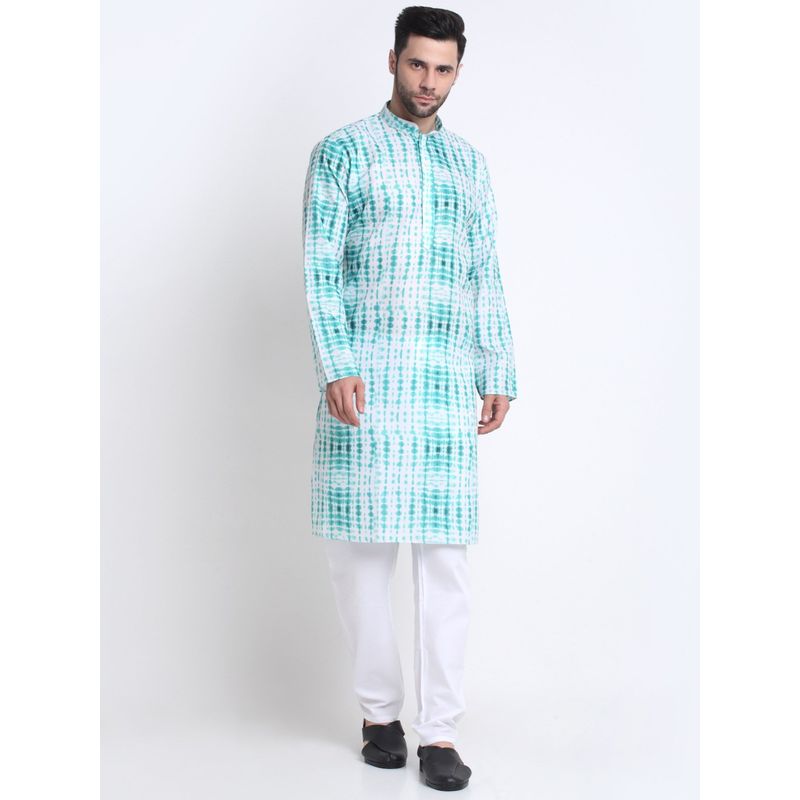 Kraft India Men Green Cotton Batik Print Kurta Only (S)