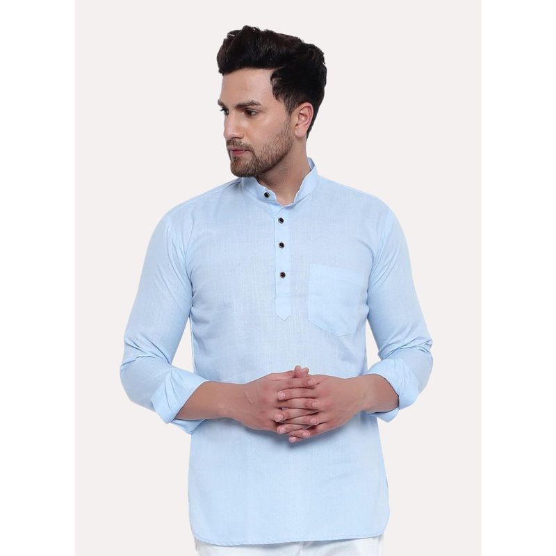 Kraft India Men Blue Blue Solid Short Length Kurta (XL)
