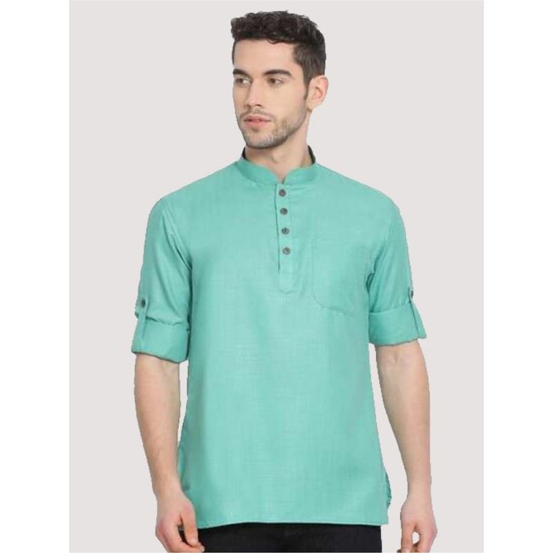 Kraft India Men Sea Green Solid Short Length Kurta (2XL)