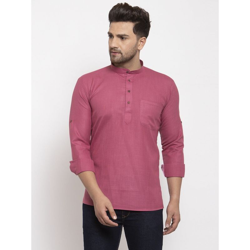 Kraft India Men Purple Solid Short Length Kurta (L)