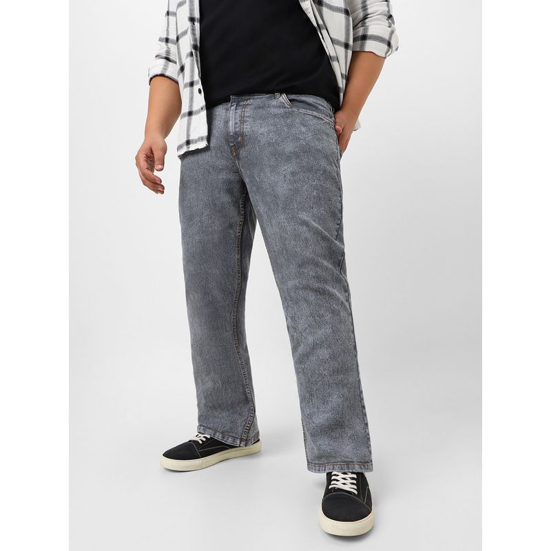 Urbano Plus Mens Light Grey Washed Bootcut Jeans Stretchable (42)